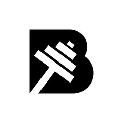 Letter B Fitness Gym Logo Design. Barbel Sports Vector Icon