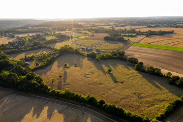Aerial view of wheat fields in Normandy, France
