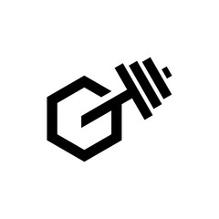 Letter G Fitness Gym Logo Design. Barbel Sports Vector Icon