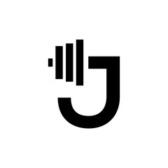 Letter J Fitness Gym Logo Design. Barbel Sports Vector Icon