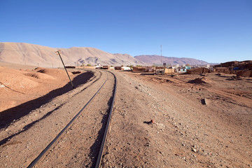 Railway close to Tolar Grande village in Salta Province in northwestern Argentina