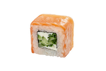  Roll "Philadelphia" Balance. Asian food. Copy space, close-up, isolated.