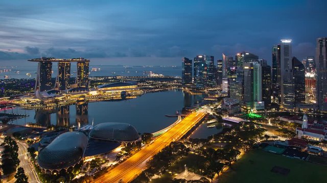 Time lapse - Singapore cityscape with rainbow, Asia