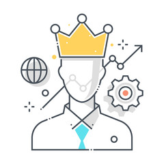 Leader related color line vector icon, illustration