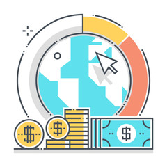 International markets related color line vector icon, illustration
