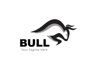 Abstract head and body bull attack logo design inspiration