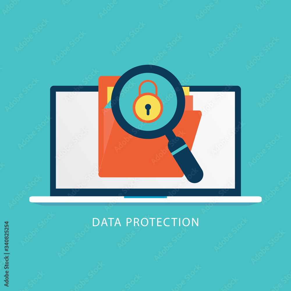 Aufkleber file protection. data security and privacy concept on a laptop display