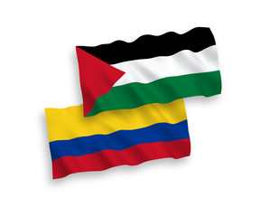 Flags of Palestine and Colombia on a white background