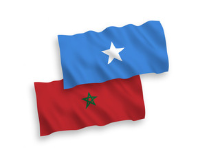 Flags of Morocco and Somalia on a white background