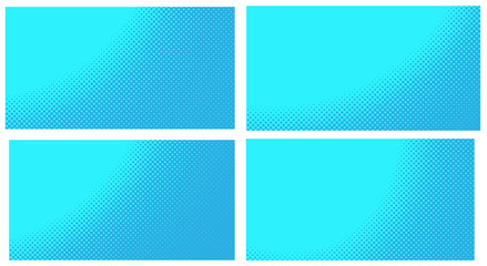 Blue pop art background. Abstract creative vector comics style blank layout template with clouds beams and isolated dots pattern. Set for sale banner, empty polka dots bubble