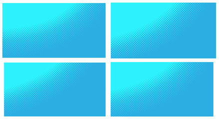 Fototapeta na wymiar Blue pop art background. Abstract creative vector comics style blank layout template with clouds beams and isolated dots pattern. Set for sale banner, empty polka dots bubble