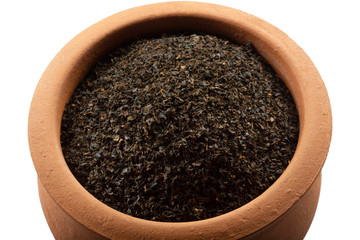 black tea leaves in plate