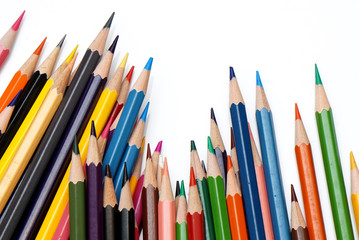 color pencils with white background, concept learning tools.