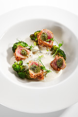 Tuna in crispy breading close up