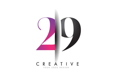 29 2 9 Grey and Pink Number Logo with Creative Shadow Cut Vector.