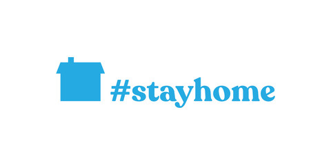Stay home button with house icon and hashtag message. Quarantine campaign symbol for coronavirus outbreak prevention.