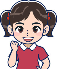 Obraz premium 赤い服の女子小学生