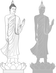 Standing Buddha image, The attitude of persuading the relatives not to quarrel.