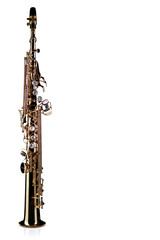 Soprano Saxophone - isolated on white mock up background - obrazy, fototapety, plakaty