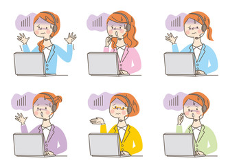 怖がる　若い女性　スーツ　表情セット