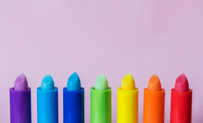Various colorful lip balm sticks