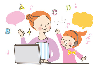  パソコン　オンライン学習　ママ　女の子　喜ぶ