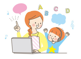  パソコン　オンライン学習　ママ　男の子　喜ぶ