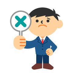 学生　生徒　中学生　高校生　制服　男の子　バツ　不正解　失敗