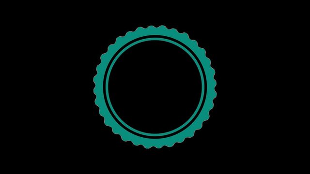 Colored crown-shaped graphic object on a minimal black background, which rotates clockwise reducing the size from full screen to zero, then returns to full screen.
