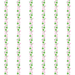 Floral striped pattern. Illustration of stripes made of clover on a white background. Vector 8 EPS.

