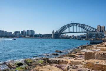 Sydney Harbour Bridge and Barangaroo Reserve in Sydney, Australia