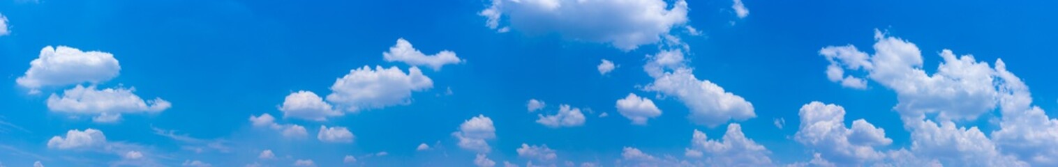 Obraz premium Panorama blue sky background with tiny clouds.