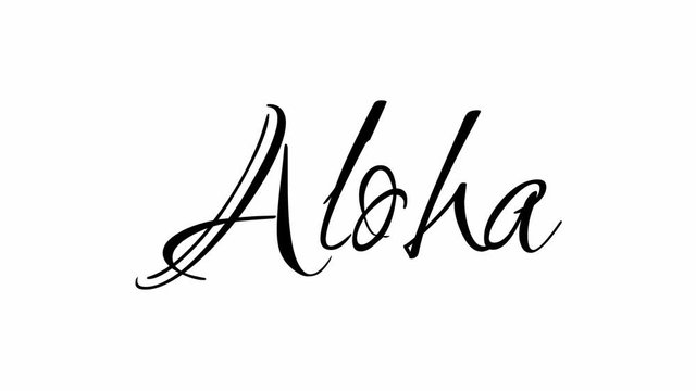 Animated Appearance in Video Graphic Transition Effect of Cursive Text of Black
Aloha Phrase Isolated on White  Background