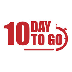 10 day to go label, red flat  promotion icon, Vector stock illustration: For any kind of promotion