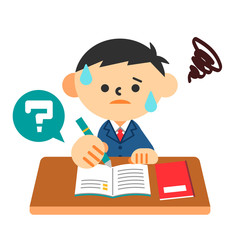 学生　生徒　中学生　高校生　勉強　制服　男の子　疑問　はてな　考える