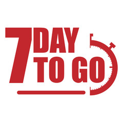 7 day to go label, red flat  promotion icon, Vector stock illustration: For any kind of promotion