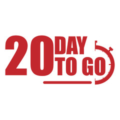 20 day to go label, red flat  promotion icon, Vector stock illustration: For any kind of promotion