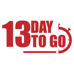 13 day to go label, red flat  promotion icon, Vector stock illustration: For any kind of promotion