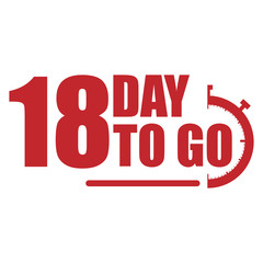 18 day to go label, red flat  promotion icon, Vector stock illustration: For any kind of promotion