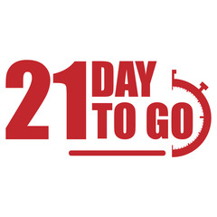 21 day to go label, red flat  promotion icon, Vector stock illustration: For any kind of promotion