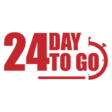 24 day to go label, red flat  promotion icon, Vector stock illustration: For any kind of promotion