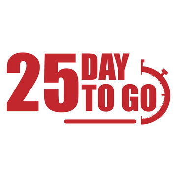 25 day to go label, red flat  promotion icon, Vector stock illustration: For any kind of promotion