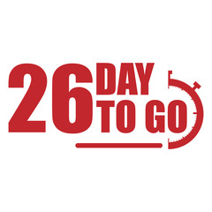 26 day to go label, red flat  promotion icon, Vector stock illustration: For any kind of promotion