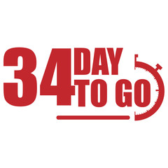 34 day to go label, red flat  promotion icon, Vector stock illustration: For any kind of promotion
