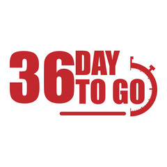 36 day to go label, red flat  promotion icon, Vector stock illustration: For any kind of promotion
