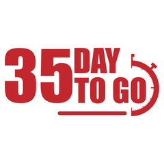 35 day to go label, red flat with alarm clock, promotion icon, Vector stock illustration: For any kind of promotion
