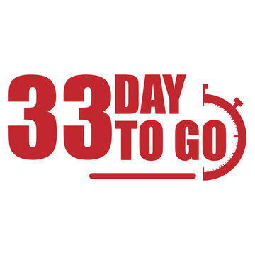 33 day to go label, red flat  promotion icon, Vector stock illustration: For any kind of promotion
