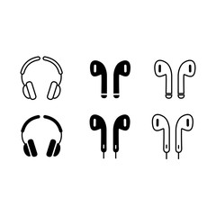 Headphones set icons. Vector