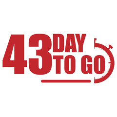 43 day to go label, red flat  promotion icon, Vector stock illustration: For any kind of promotion
