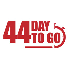 Fototapeta premium Etykieta 44 dni na wynos, czerwone mieszkanie z budzikiem, ikona promocji, Stockowa ilustracja wektorowa: dla każdego rodzaju promocji